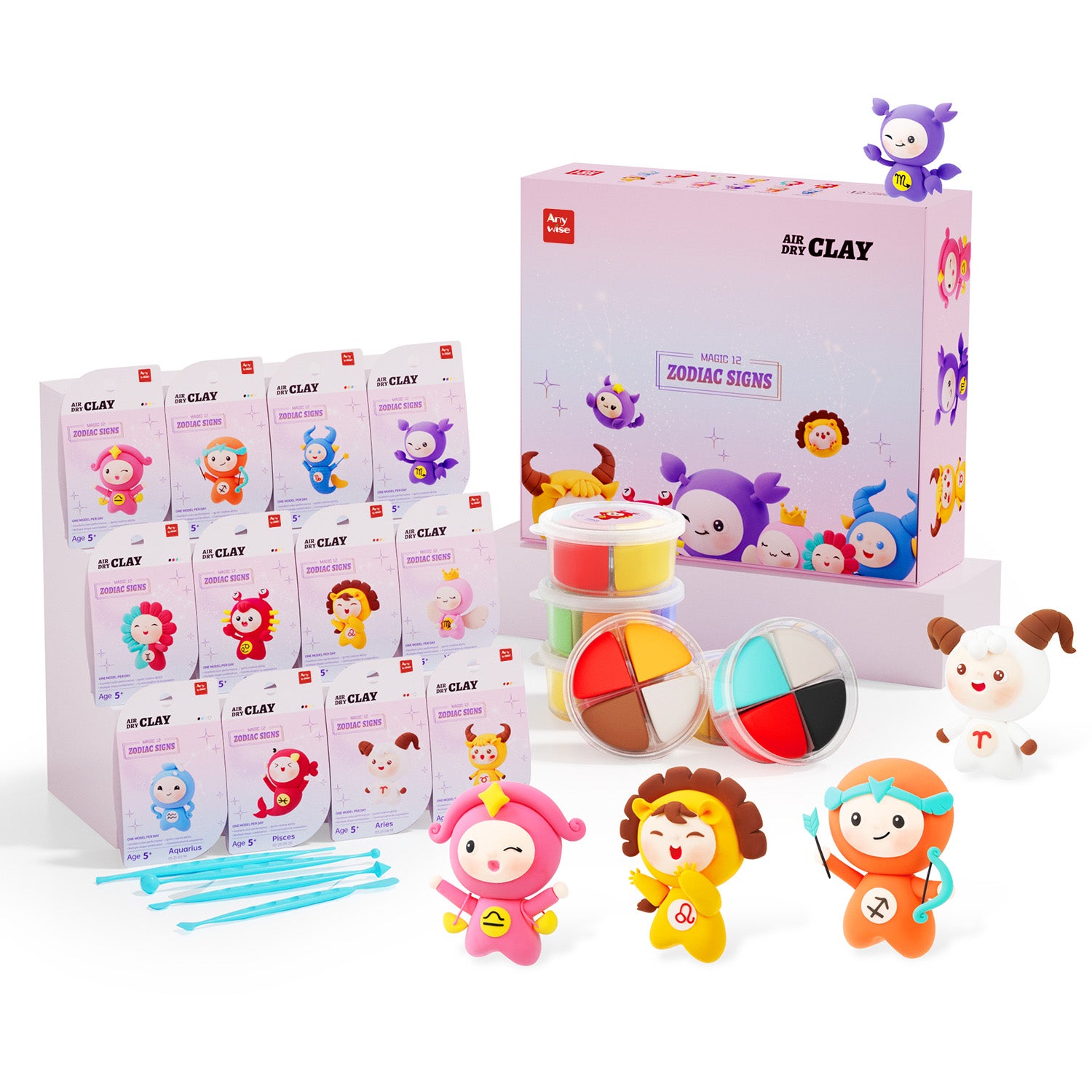 Air Dry Clay Kit for Kids, Modeling DIY Magic Clay, Creative Art Children Gift, Sculpting Tools,Super Soft and Light Foam, Individual Box, Safe Craft Toy for Boys Girls - Anywise