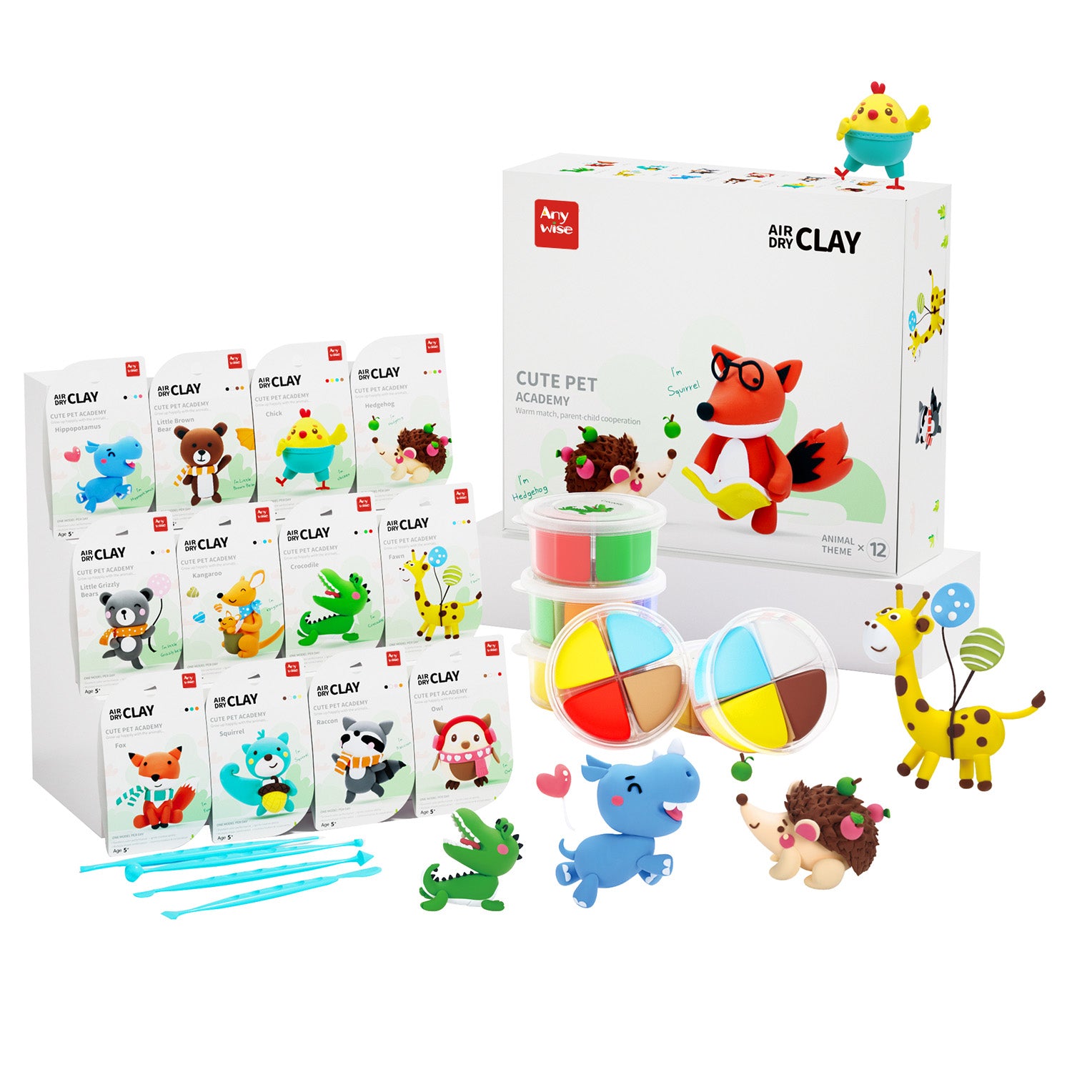 Air Dry Clay Kit for Kids, Modeling DIY Magic Clay, Creative Art Children Gift, Sculpting Tools,Super Soft and Light Foam, Individual Box, Safe Craft Toy for Boys Girls - Anywise