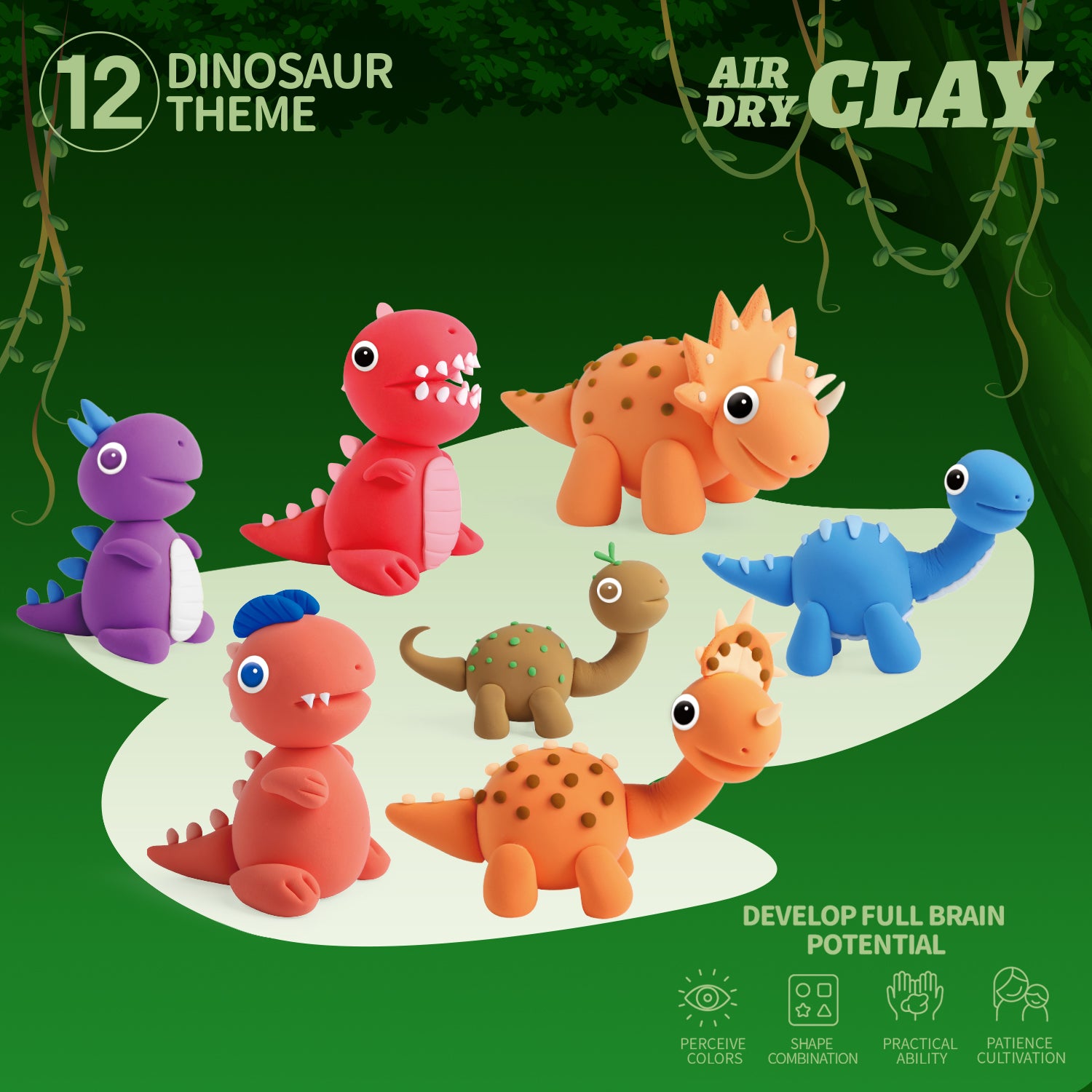 Jurassic Dinosaurs Air Dry Clay Kits | Clay DIY Air Dry Kits - Anywise