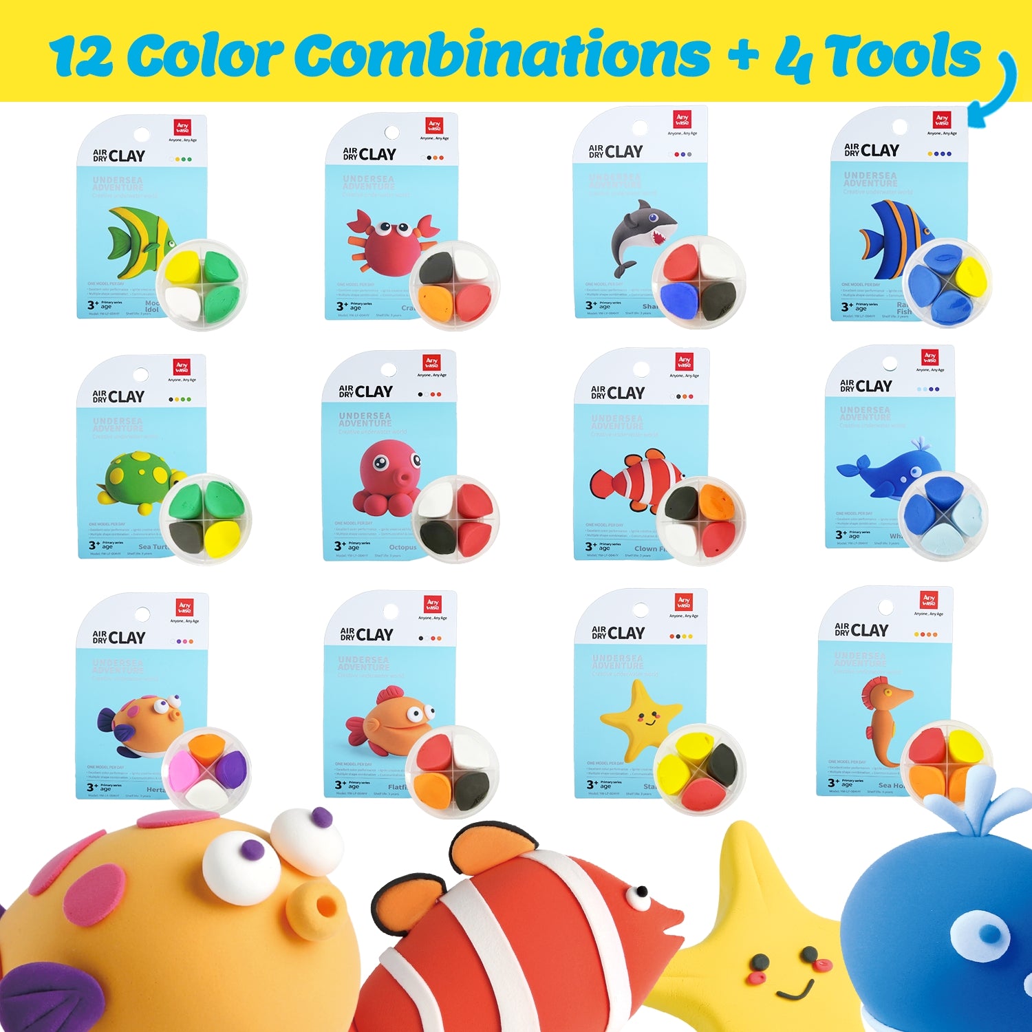 Undersea Adventure Air Dry Clay Kits for Kids | Clay DIY Air Dry Kits - Anywise