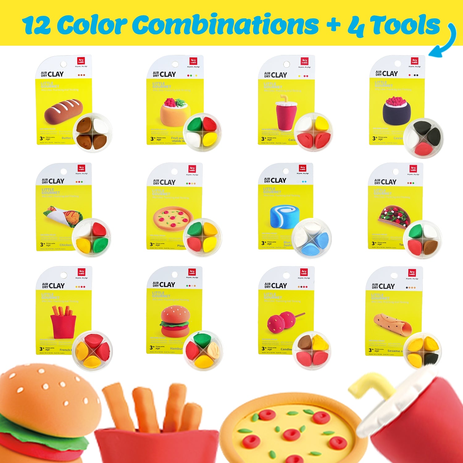 Air Dry Clay Kit - Little Gourmet Modeling Clay | Clay DIY Air Dry Kit - Anywise