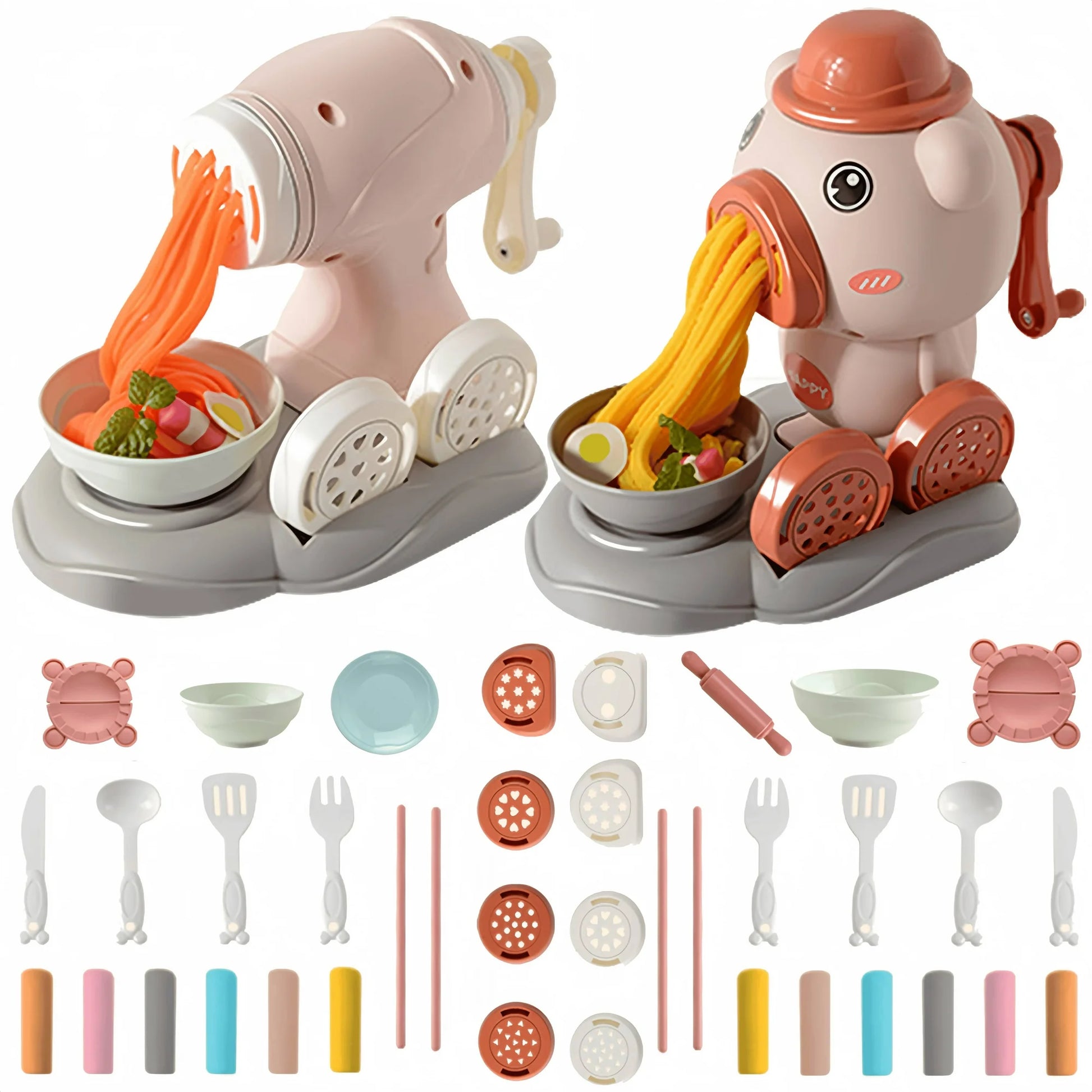 Anywise Playdough Sets,Noodle Maker Play Clay Sets with 2 Clay Noodle Makers and 47 Models of Kitchen Utensils - Anywise