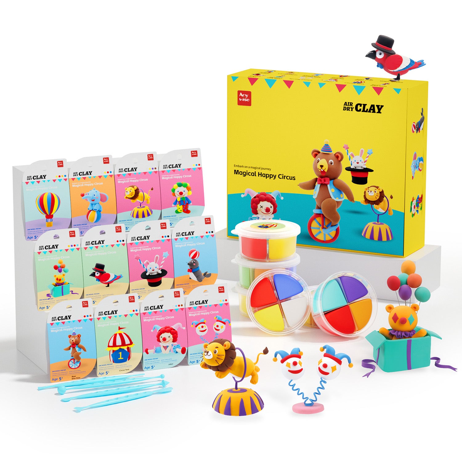 Air Dry Clay Kit for Kids, Modeling DIY Magic Clay, Creative Art Children Gift, Sculpting Tools,Super Soft and Light Foam, Individual Box, Safe Craft Toy for Boys Girls - Anywise