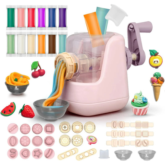 Anywise Playdough Set, Playdough Noodle Set with 28 PCS Play Dough Accessories and Play Clay Sets with 12 Colors Dough for 3 4 5 6 Years Old Boys and Girls Birthday Gift - Anywise